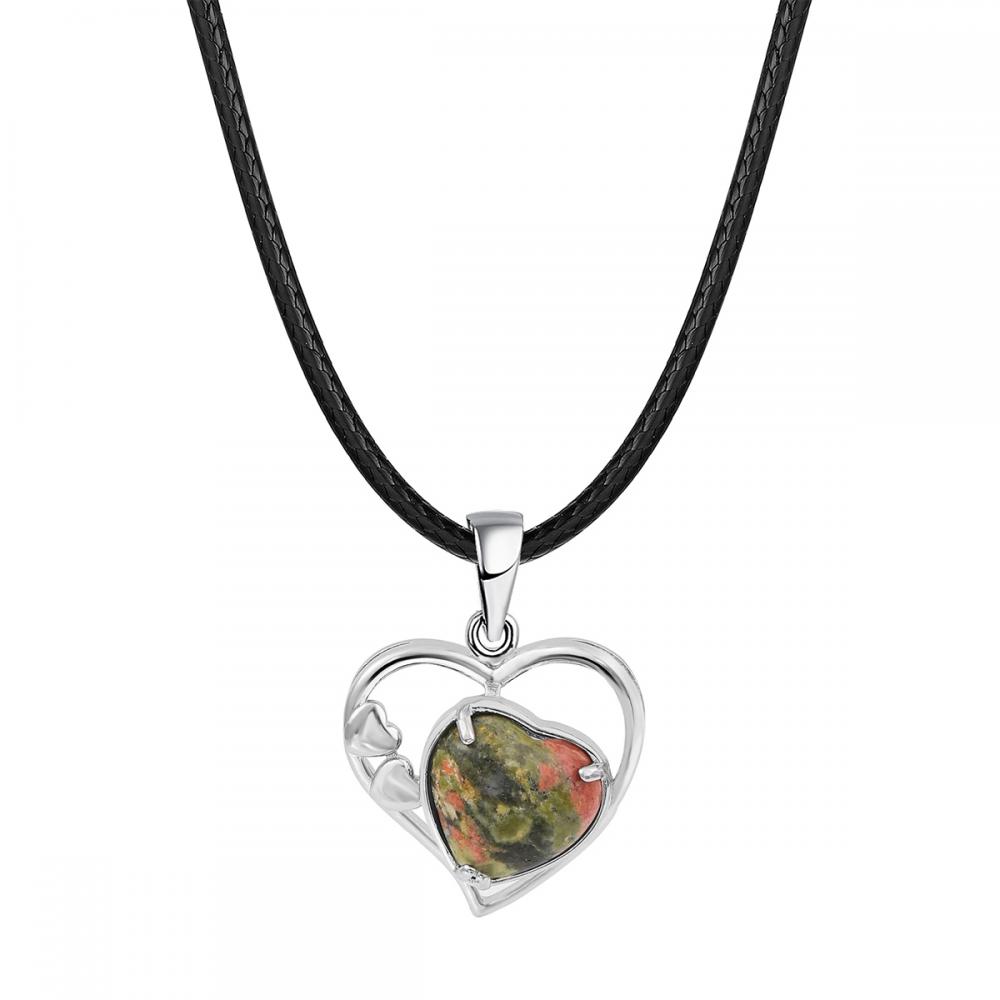 Unakite Love Heart Birthstone Pendante Colliers de pierre précieuse pour les femmes