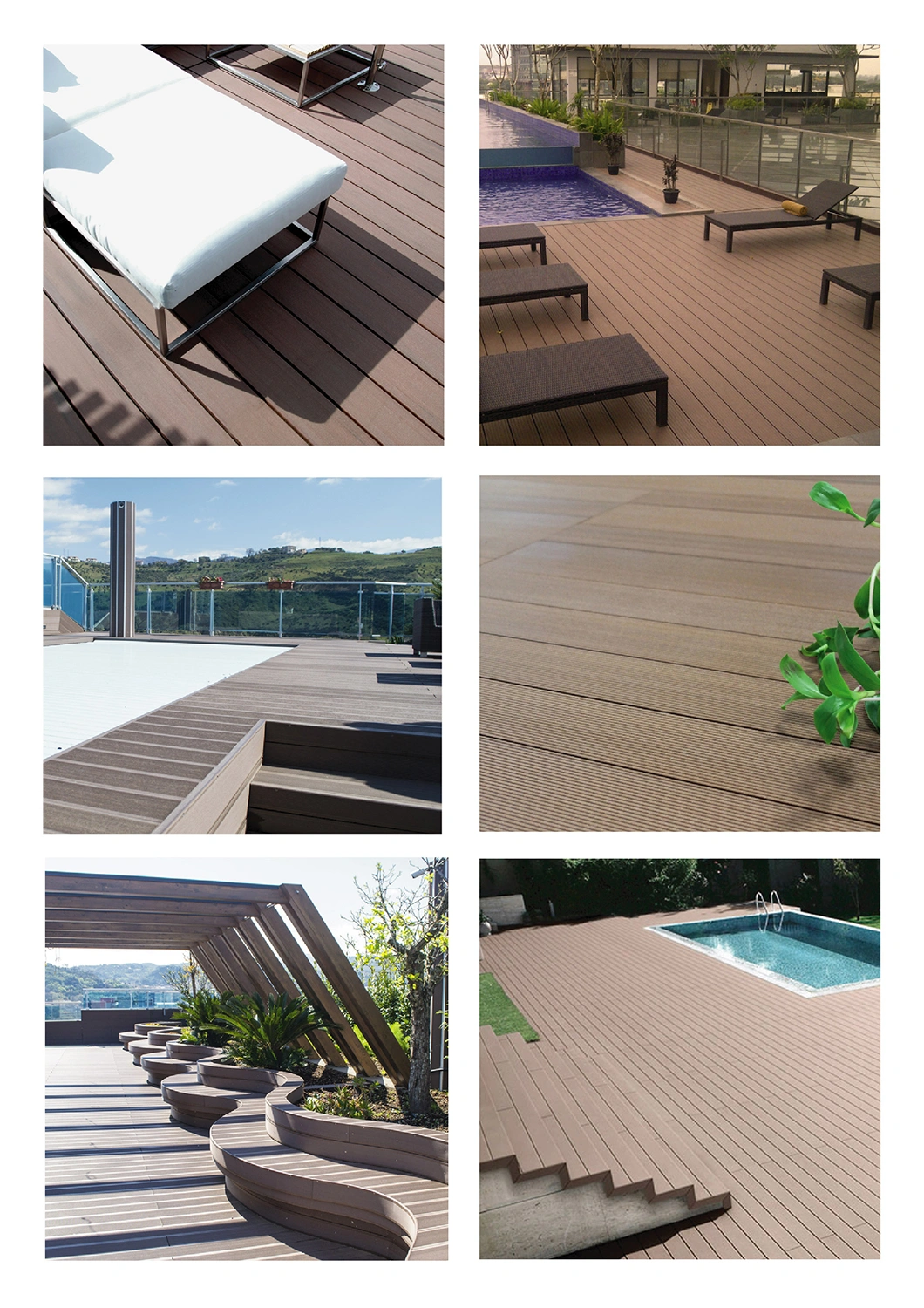 Water Resistant Anti-Slip Outdoor Swimming Pool Durable WPC Wooden Plastic Flooring Waterproof Composite Decking China