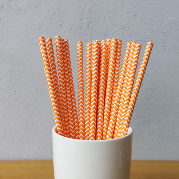 Orange Chevron Striped Drinking Paper Straws-cnnbshenyu