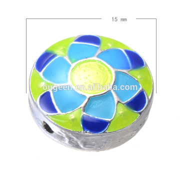 Spacer Beads Round Enamel Multicolor Beads Lampwork Flower Jewelry Beads