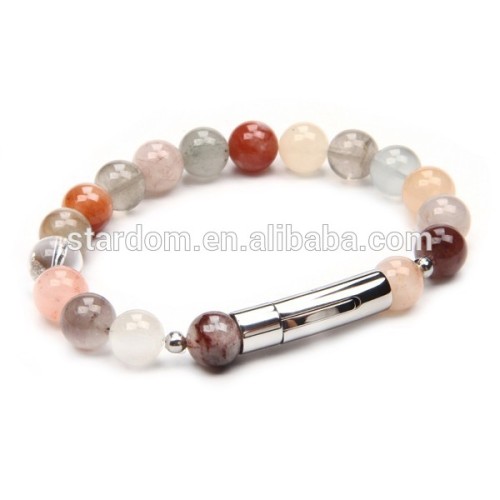 Precious Rutile Beaded Bracelet for Men's Jewelry