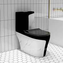 Black Marble One Piece Rimless Toilet WC with S-Trap