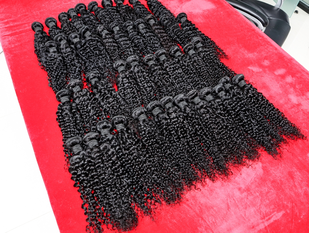kinky curly ready to ship wholesale price Human Hair natural black Human Hair Bundles With Closure for black woman