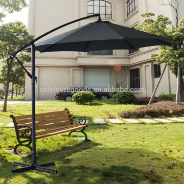 Outdoor cantilever parasol UV resistant black color garden umbrella