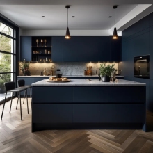 Modern Lacquer Finish Self-Assembly Blue Kitchen Cabinets