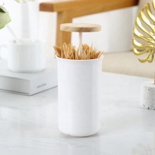 Smart Cylinder Toothpick Dispenser with Bamboo Lid