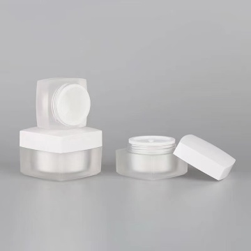 Cosmetische pot witte dop mat vierkant