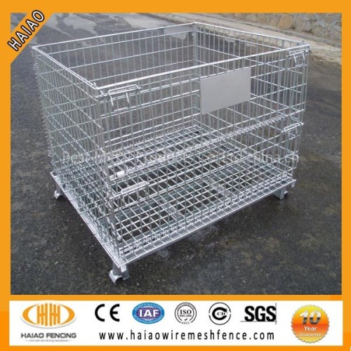 Folding Wire Mesh Container/ Stackable Storage Cage/ Metal Basket