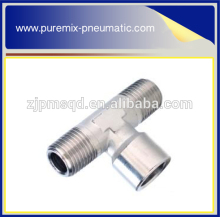 male to female tee pneumatic brass pipe fitting for nylon tubes
