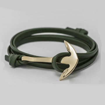 Genuine leather silver/black/gold/rose gold logo customized charm engravable leather bracelet