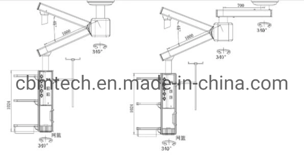 Double Arm Surgical Pendant Medical Ceiling Mounted Pendant