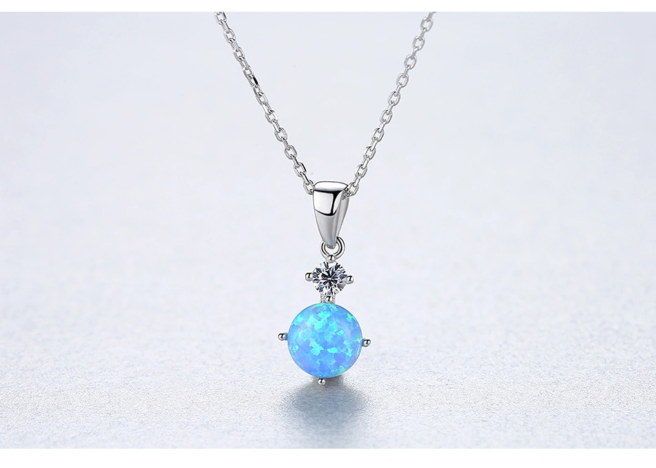 100% 925 Sterling Silver CZ Fire Opal Pendant Necklace