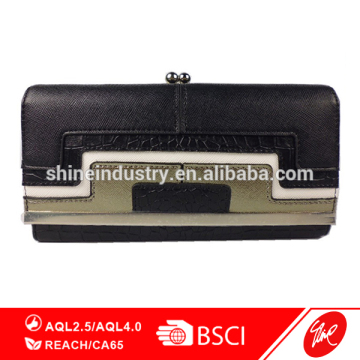 Kiss Lock Patchwork PU Women Wallet