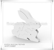 FUNNY NEW Silicone White Rabbit Puzzle Rattle Teether Manufacturers