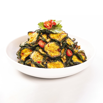 Pickled cucumber and kimchi in bags