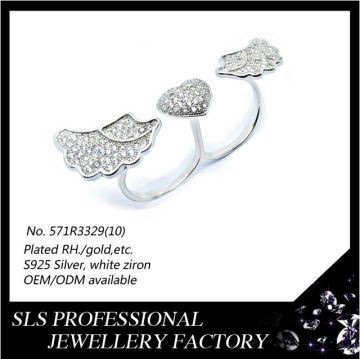 Top Selling 925 silver jewelry Double Fingers Ring Turkish Silver Ring