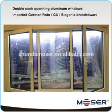Double sashes opening aluminium window