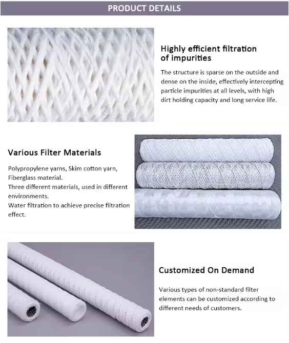 Dize yara iplik filtrelerinin ürün detayları product details of string wound yarn filters