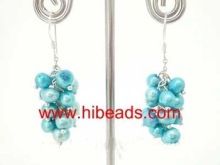 6-7mm bright blue freshwater potato pearl earrings FPE0036