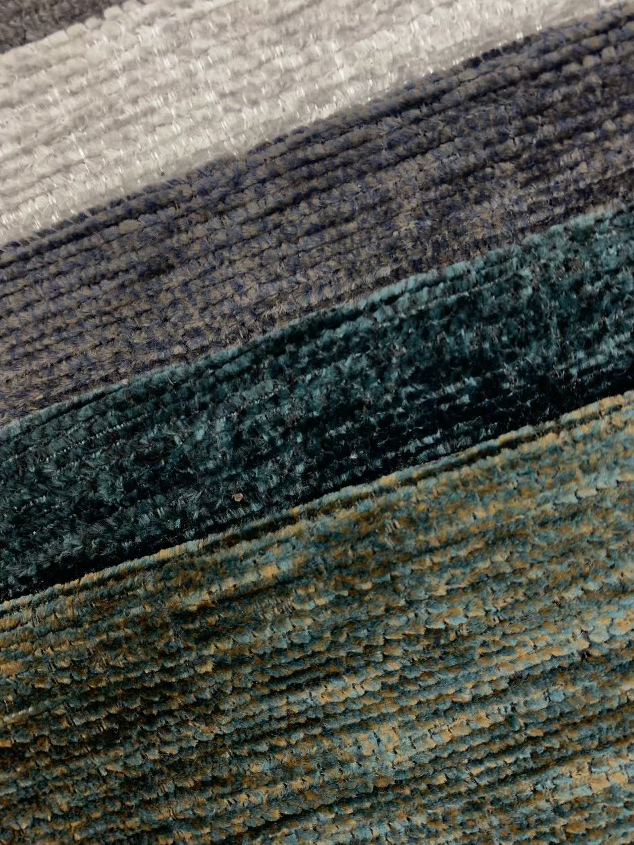 Tecido de estofamento de chenille com listras clássicas com bloqueio de cores Classic Color blocking Stripe Chenille Upholstery Fabric