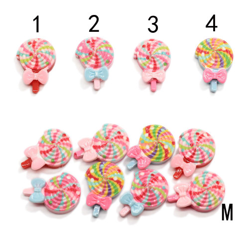 Hoge Kwaliteit 100 stks 15 * 22 MM Kleur Plaksteen Hars Zoete Snoep Lollipop Ambachten Voor Sieraden Accessoires Decoratie Ornament