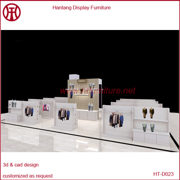 Popular mall wooden garment showcase design
