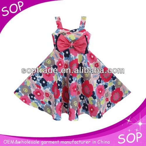 High quality floral printing girls dresses casual baby girl summer dress