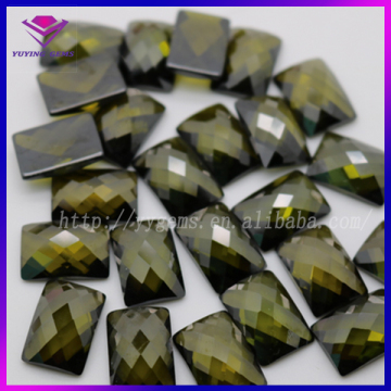 Bulk Rectangle Shaped Peridot Stone Price Faceted CZ Gems