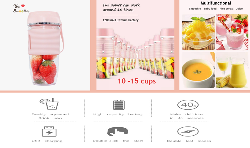 Factory price kitchen appliance juicer mini USB Rechargeable Portable Blender