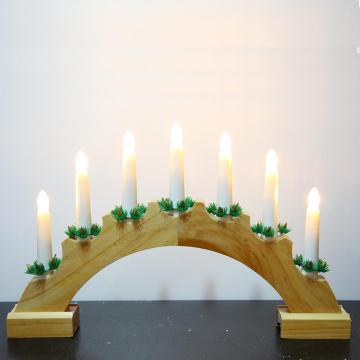Christmas Decoration B/O Red Wooden Candle Bridge