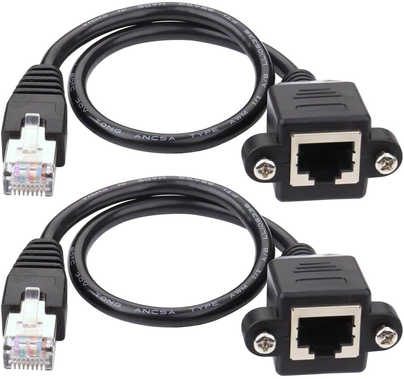 CAT5  Cat6 RJ45 Male to Female Screw Panel Mount Ethernet  Network Extension Cable