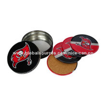 Cork/Tin Coasters, 4 Pieces Set with Tin Box, OEM Orders Welcomed