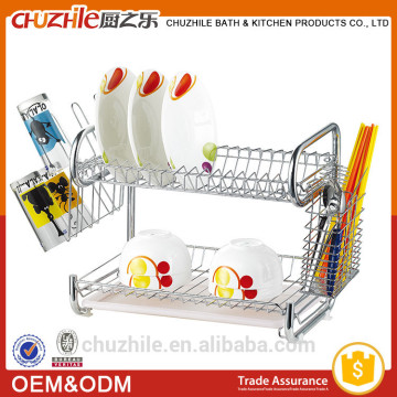 2 tires multifunction storage wire baskets with dish tray