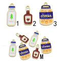 100Pcs/Lot Enamel Food Bottle Charms Novelty Gold Tone Drink Bottle Pendants For Earring Necklace Jewelry And Crafting Supplies