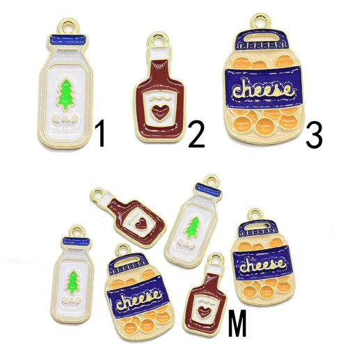 100Pcs/Lot Enamel Food Bottle Charms Novelty Gold Tone Drink μπουκάλια μπουκάλι για κοσμήματα κολιέ σκουλαρίκι και χειροτεχνία