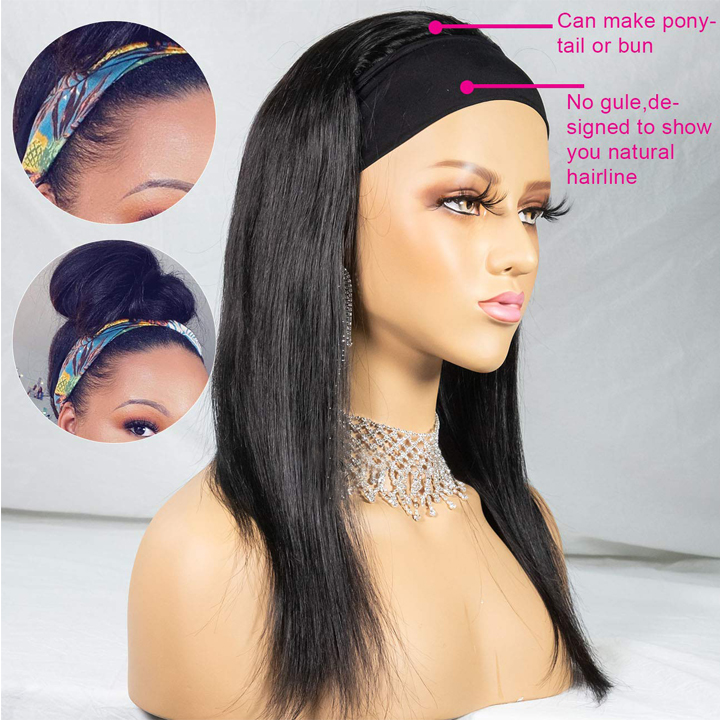 Wholesale Headband Wig Human Hair For Black Women,Raw Virgin Human Hair Headband Wigs