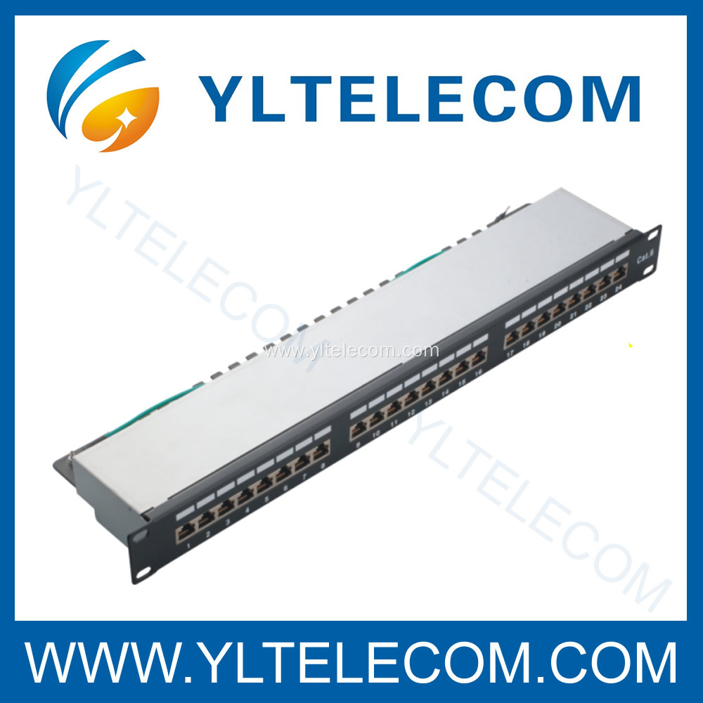 1U 19inch 24port(3*8) Shielded Patch Panel Cat.5e and Cat.6 type