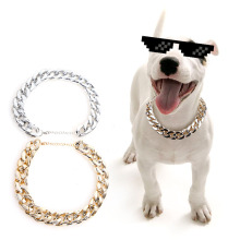 Gold sliver plastic Chain Big Luxury Dog Collar