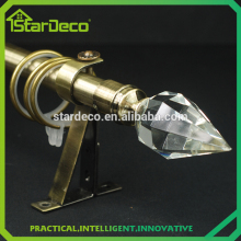 Single curtain rod with crystal finial, elegant crystal finial curtain rod