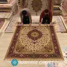 6'x9' Ivory Handmade Persian Silk Carpet