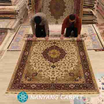 6'x9' Ivory Handmade Persian Silk Carpet