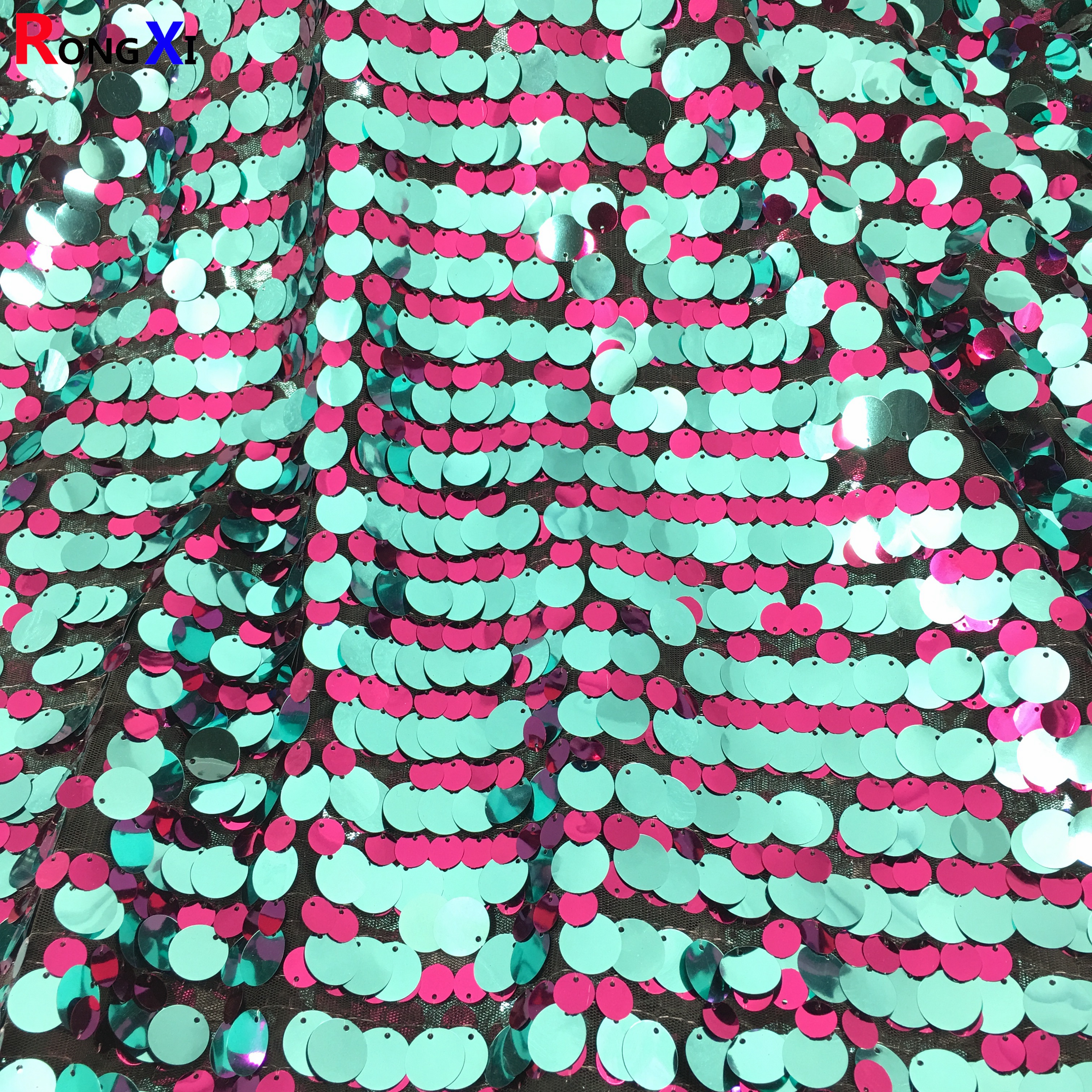 RXF0727 The New Dress Matte Lace Gradient 12mm+18mm sequin lace fabric embroidery