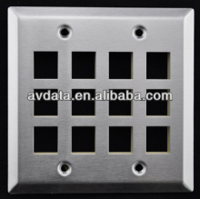 Stainless Steel Keystone Wall plate, 12 Keystone port, US 2-Gang type Wall Plate