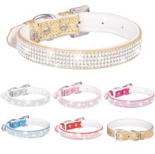 Handmade Plush Velvet Padded Dog Collars with Bling Rhinestones