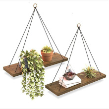 Wood Hanging Swing Rope Floating Shelf Wall Decor