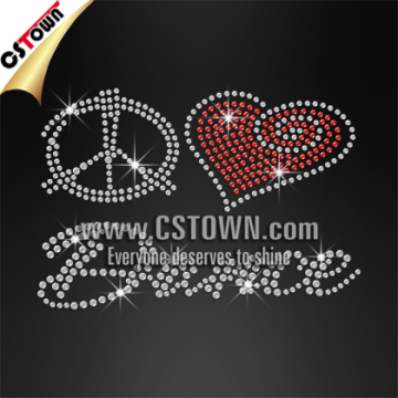 Peace Love Dance Textile Wholesale Iron on Crystal Designs