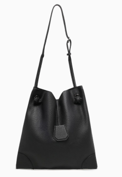Women's black leather tote bag