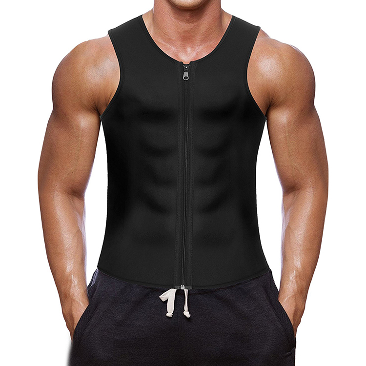 Best Selling Fat Burner Large Size Black Front Zipper Neoprene Waist Trainer Vest For Men