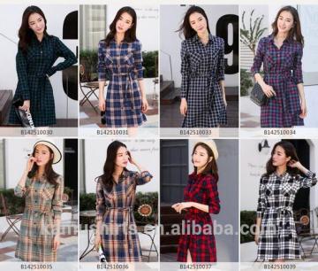 Boyfriend long shirts woman casual checks flannel shirts skirts 100% cotton