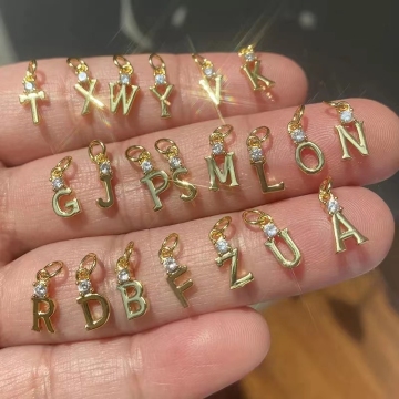 Fashion Brass DIY CZ Micro Pave Alphabet Pendant Charms